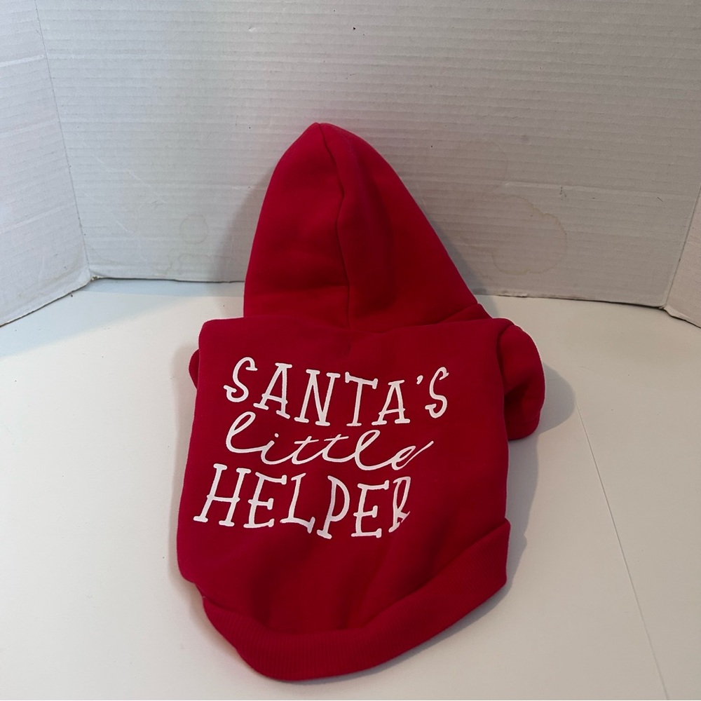 Red Santa's Little Helper Dog Hoodie XS by JINGLES & JOY